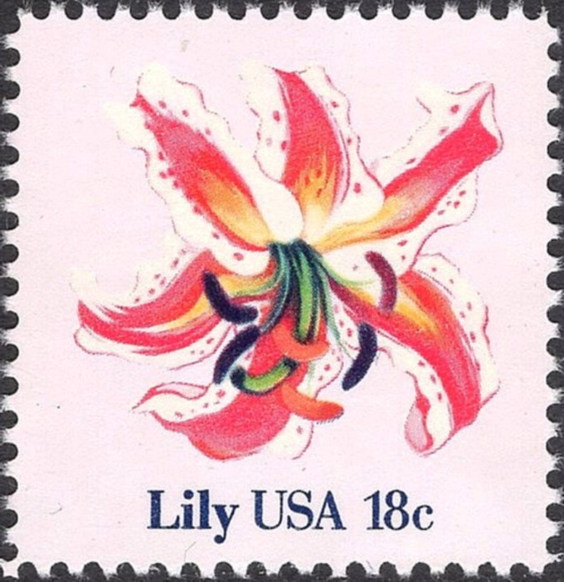 TEN 18c Lily Flower Stamp Vintage Unused Postage Stamp Etsy