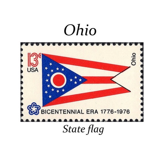 TEN 13c Ohio State Flag stamp | Vintage Unused US Postage Stamps | Midwest  wedding | Cincinnati | Farm wedding | Stamps for mailing