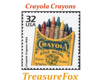 Five 32c Crayola Crayons Stamps .. Unused US Postage Stamps .. School supplies | Coloring Book | Childhood Memories | Art Supplies | Relaxin