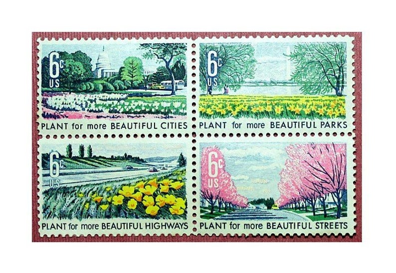 FLORAL LOVE Unused Vintage Postage Stamps Mail 5 letters 68 cents Wedding Flowers Decorating with flowers Love Letters Pansies image 3