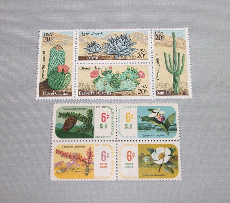 SOUTHWESTERN DESERTS .. Unused Vintage Postage Stamps 68 cent rate mail 5 letters Wedding invitation postage Desert plants Western image 4