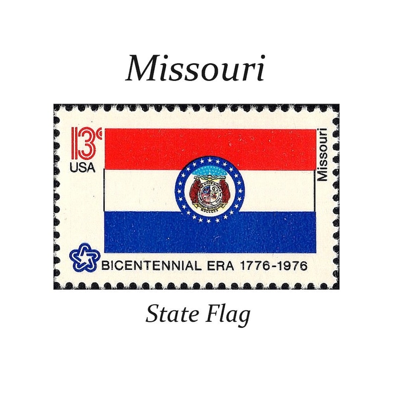 TEN 13c Missouri State Flag stamp Vintage Unused US Postage Etsy