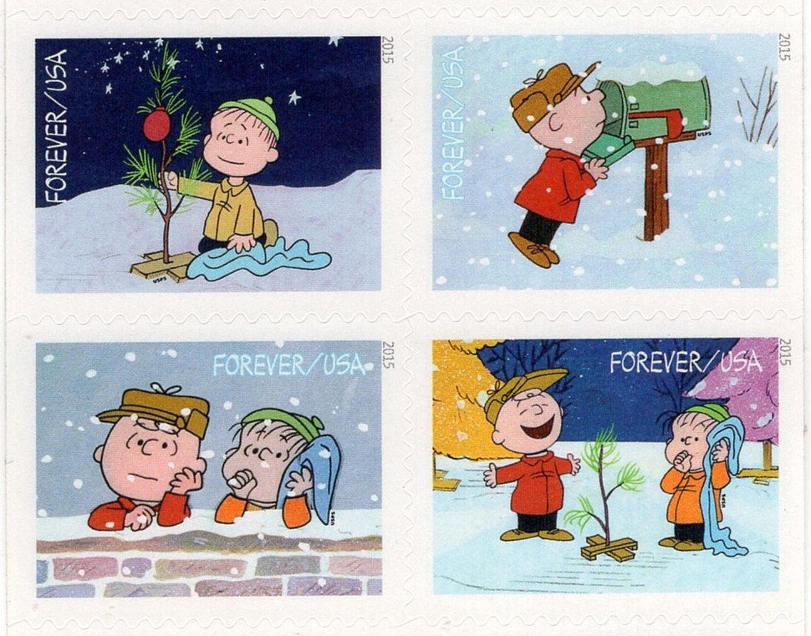 Sheet of 20 Charlie Brown Christmas Forever Stamps Vintage Etsy