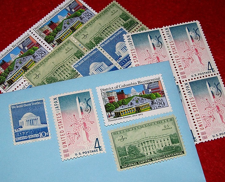 10 Vintage White House Postage Stamps Unused 1960s Washington DC Stamps for  Mailing