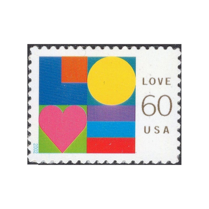 FIVE 60c Modern Abstract LOVE Stamps .. Unused US Postage Etsy
