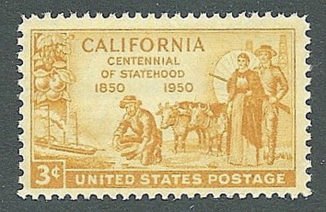 10 Vintage Unused US Postage Stamps .. 3c California Statehood