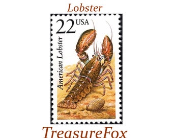 Vijf 22c kreeftstempel | Ongebruikte Amerikaanse postzegels | Pak van 5 postzegels | Natuur op postzegels | Maine | Strandbruiloft | Stempels voor verzending