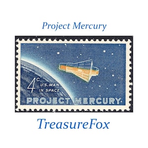 4c Proyecto Sello de mercurio .. Sellos postales estadounidenses no utilizados .. Pack de 10 sellos / Astronauta / Viajes espaciales / Cohetes / Exploración / Alunizaje