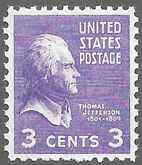 アメリカ合衆国 3セント 切手 トーマス・ジェファーソン 10 枚パック .. 1937 年の 3 セント トーマス ジェファーソン切手