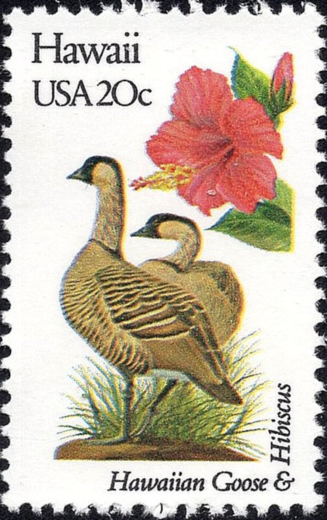 FIVE 20c HAWAII State Bird and Flower Stamps Vintage Unused Etsy Norway