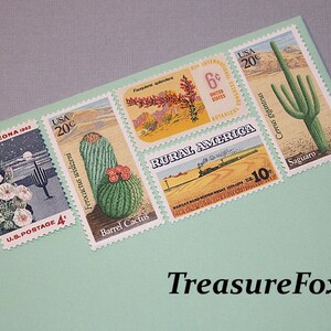 SOUTHWESTERN DESERTS .. Unused Vintage Postage Stamps 68 cent rate mail 5 letters Wedding invitation postage Desert plants Western image 1