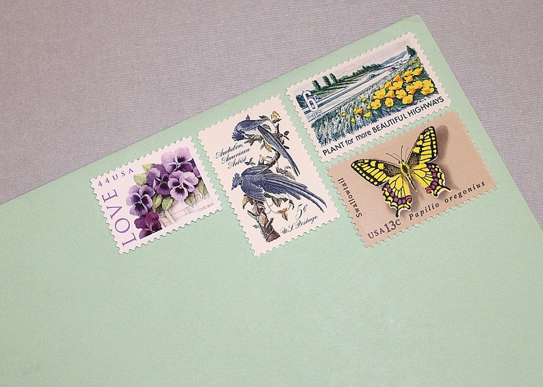 FLORAL LOVE Unused Vintage Postage Stamps Mail 5 letters 68 cents Wedding Flowers Decorating with flowers Love Letters Pansies image 5