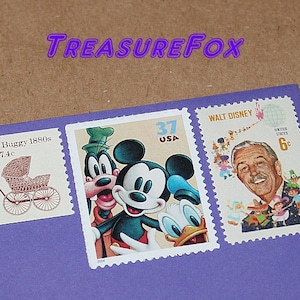 Cochecito de bebé, Disney, Sellos postales antiguos sin usar, suficiente para enviar 5 cartas. Paseo por el parque, Regalos para niños, Películas infantiles, Dibujos animados