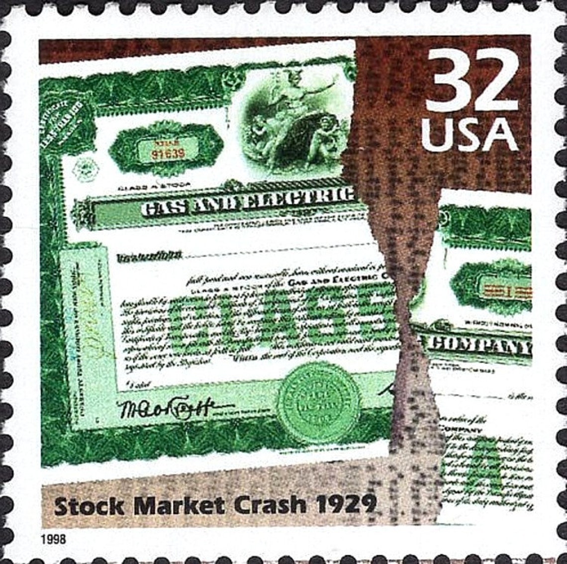 Five 32c Stock Market Crash Stamps .. Unused US Postage Stamps Etsy