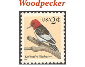 20 Two cent Woodpecker Stamp .. Unused US Postage Stamps | 2 cent stamp | Country wedding | Southeast | Boho Wedding | Wildlife | Bird lover