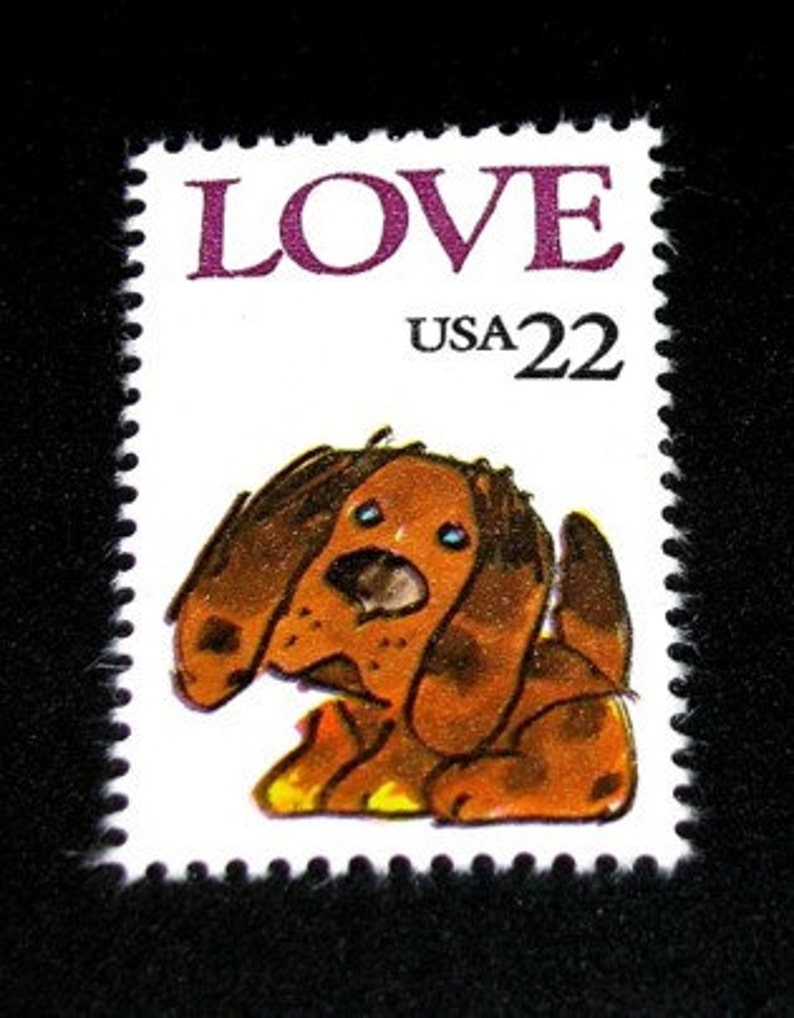 Set of 50 .. LOVE Stamp 22c Puppy LOVE .. Unused Vintage Postage Stamps. Puppy Love. Rescue pets, Cats and dogs, Pets, Canine friends image 1