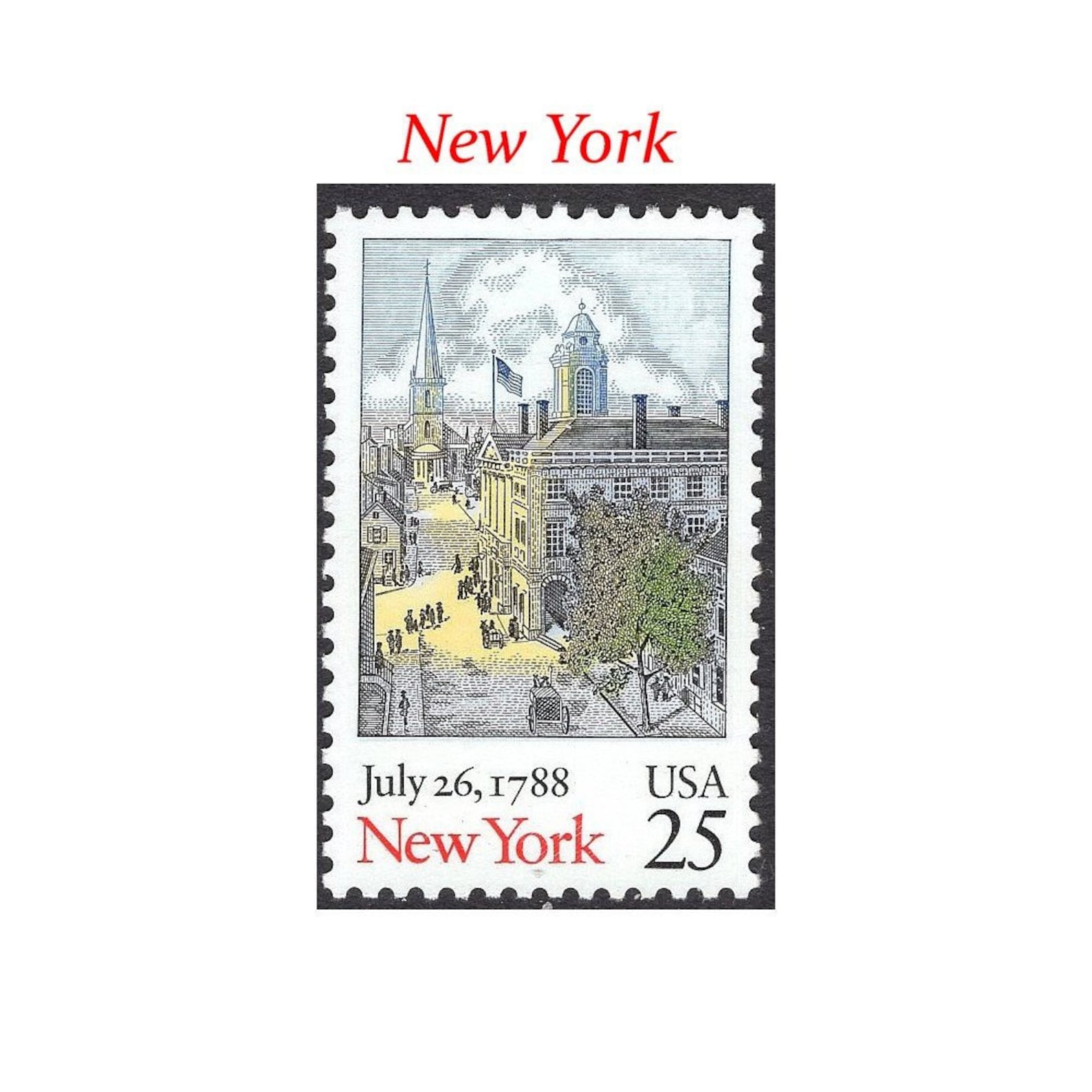25c New York Statehood Stamp Vintage Unused Postage Stamp Etsy