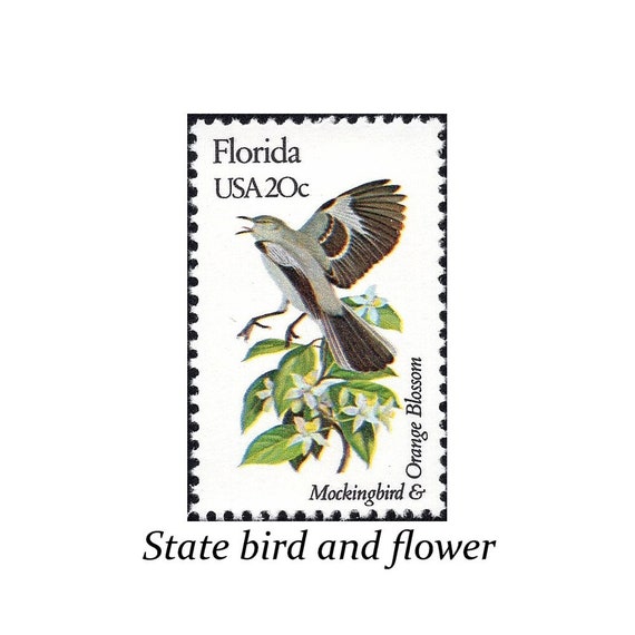 FIVE 20c FLORIDA State Bird and Flower Stamps | Vintage Unused US