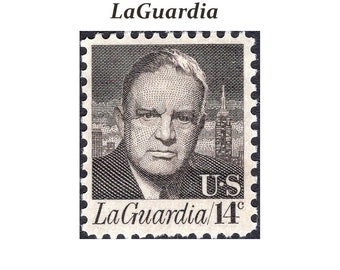 TEN 14c Fiorello LaGuardia stamp .. Vintage Unused Postage Stamps | New York City Mayor | Congressman | LaGuardia Airport | Empire State