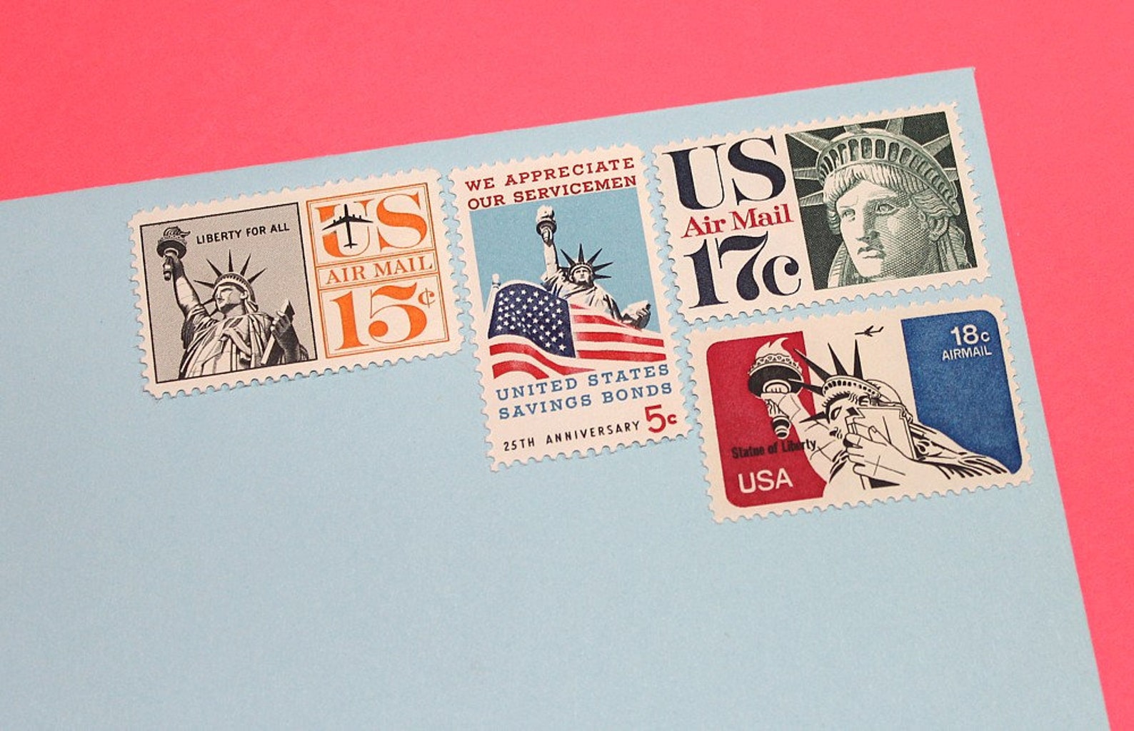 Lady Liberty II .. Unused Vintage US Postage Stamps .. Enough Etsy