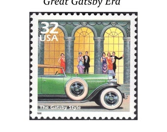 Five 32c Gatsby Era Stamps .. Unused US Postage Stamps .. The Great Gatsby | The 20s | Lost Generation | F. Scott Fitzgerald | Classic Movie