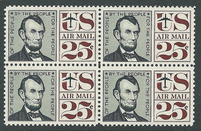 ヴィンテージ未使用米国郵便切手 25 セント エイブラハム リンカーン