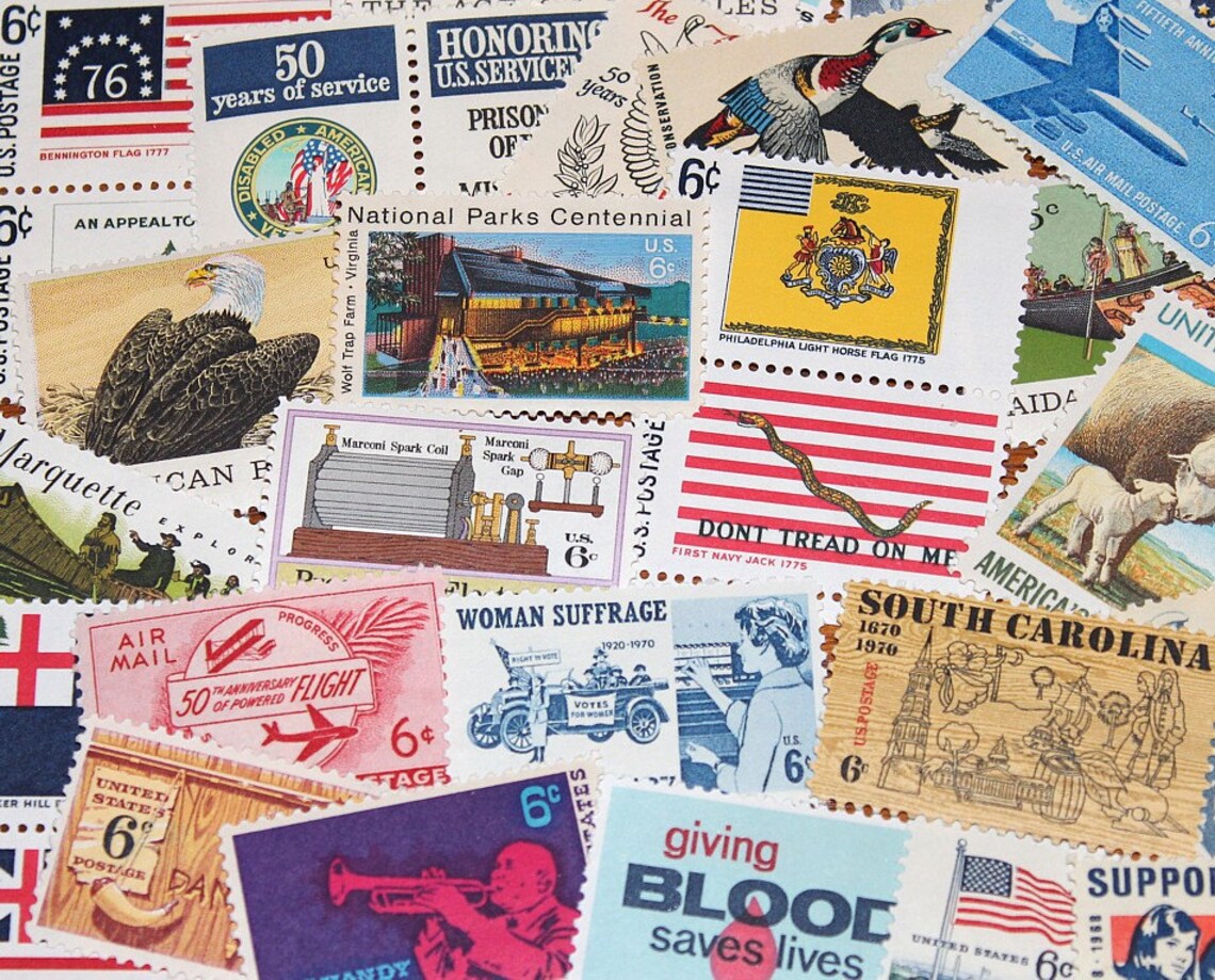 50 Unused Vintage 6c US Postage Stamps From the 1960s and Etsy