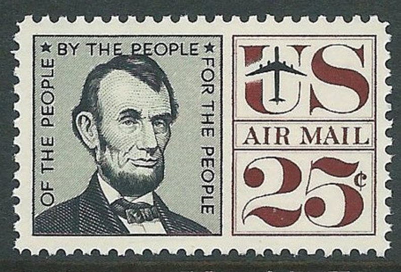 Vintage Unused US Postage Stamp 25c Abraham Lincoln Airmail Stamp