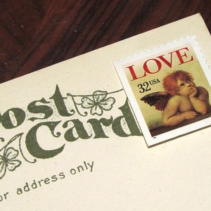 Alas de Querubín de AMOR. Paquete de 20 sellos postales antiguos sin usar / Ángeles bebés / Sello de amor / Día de San Valentín / Cartas de amor / Sellos de boda