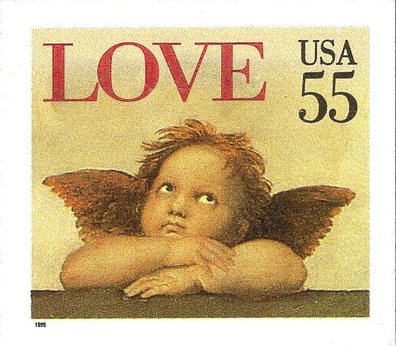 FIVE 55c Cherub Love Stamps .. Unused US Postage Stamps | Angel | Christmas  postage | Love Christmas | Christmas Card | 55c RSVP Love stamps