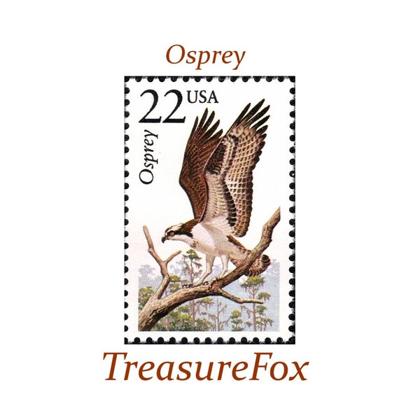 Five 22c Osprey Stamp | Unused US Postage Stamps | Pack of 5 stamps | Nature on stamps | Wildlife | Bird | Boho Wedding | Stamps for Mailing