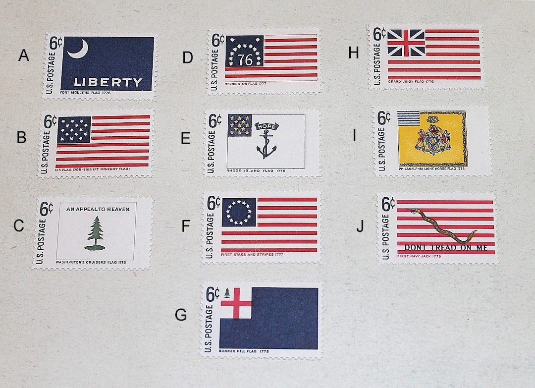 Historical Colonial American Flags Set | Vintage Unused