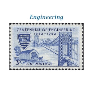 Sello de Ingeniería Civil de 3 centavos. Sellos postales de EE. UU. sin usar. Paquete de 10 sellos / Puente George Washington / Regalo para ingenieros / Puente cubierto