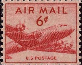 RED Airmail STAMPS Too .. Unused Vintage Postage Stamps .. mail 5 letters. Emilia Earhart, Hawaii, airplanes and travel, Vacations by air.