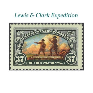 DIEZ 37c Sello de Lewis y Clark .. Paquete de 10 sellos postales vintage sin usar. / Compra de Luisiana / Jefferson / Exploradores / Sellos para envío postal