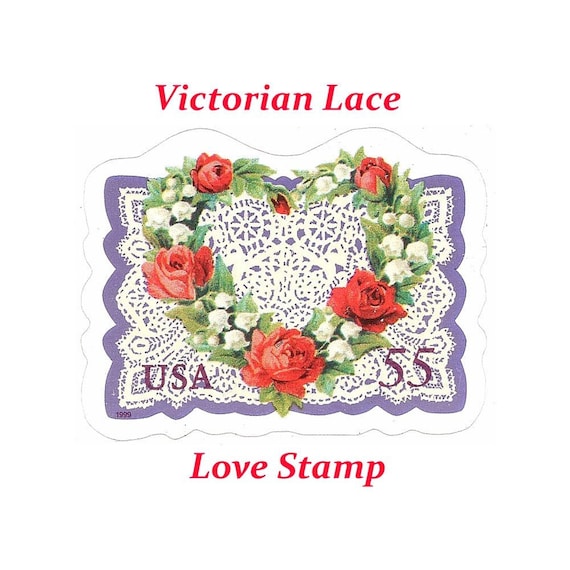 FIVE 55c Victorian Lace LOVE Stamps .. Unused US Postage Stamps Wedding  Postage Love Stamp Victorian Wedding Self-sticking Stamps 