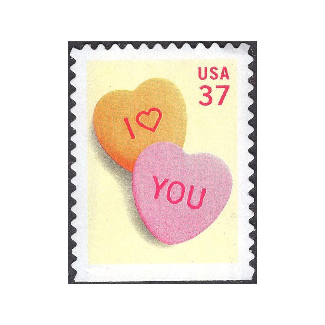 Ten 37c I LOVE You Candy Hearts Stamps .. Unused US Postage Stamp