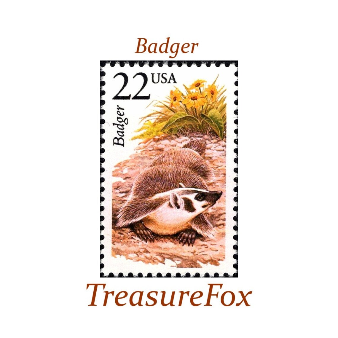 Five 22c Badger Stamp | Unused US Postage Stamps | Pack of 5 Stamps ...