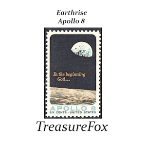 6c Apollo 8 Moon stamp .. Selos postais dos EUA não utilizados .. Pacote com 10 selos | Astronauta | Viagem espacial | Foguetes | Exploração | Pouso na lua