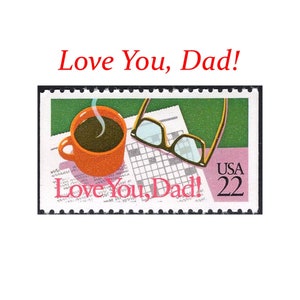 Five 22c Love you, Dad Stamp Unused US Postage Stamps Pack of 5 stamps Father's Day Gift Dad Special Occasion Stamps for Mailing image 1