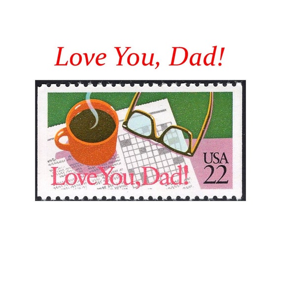 Five 22c Love You, Dad Stamp Unused US Postage Stamps Pack of 5 Stamps  Father's Day Gift Dad Special Occasion Stamps for Mailing 