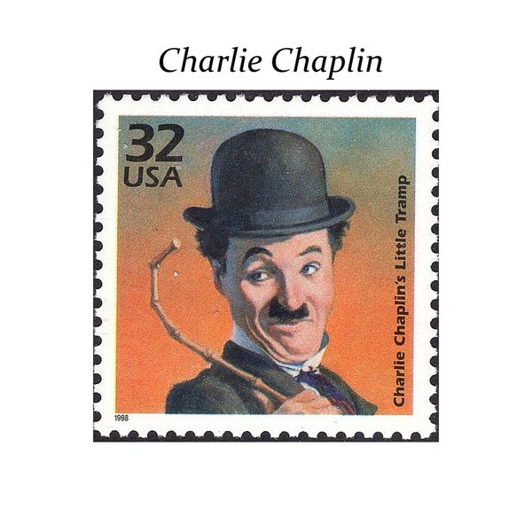 Five 32c Charlie Chaplin Stamps .. Unused US Postage Stamps .. Movie Star | The 20s | The Little Tramp | Hollywood | Silent Films | Comedy