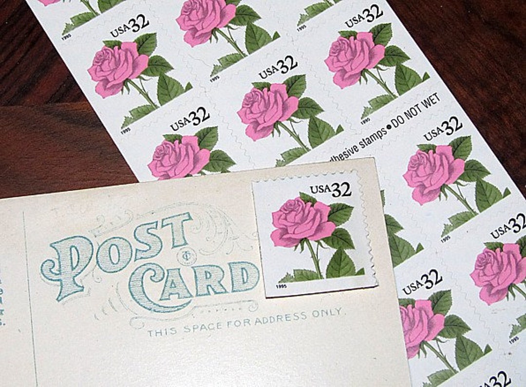 32c Pink Roses 20 Unused Vintage Postage Stamps Wedding Postage