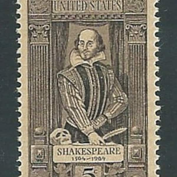 Pack of 20 stamps | Vintage Unused US Postage Stamp 5c WILLIAM SHAKESPEARE stamp issued 1964 .. Literature, Theater show, Broadway and films