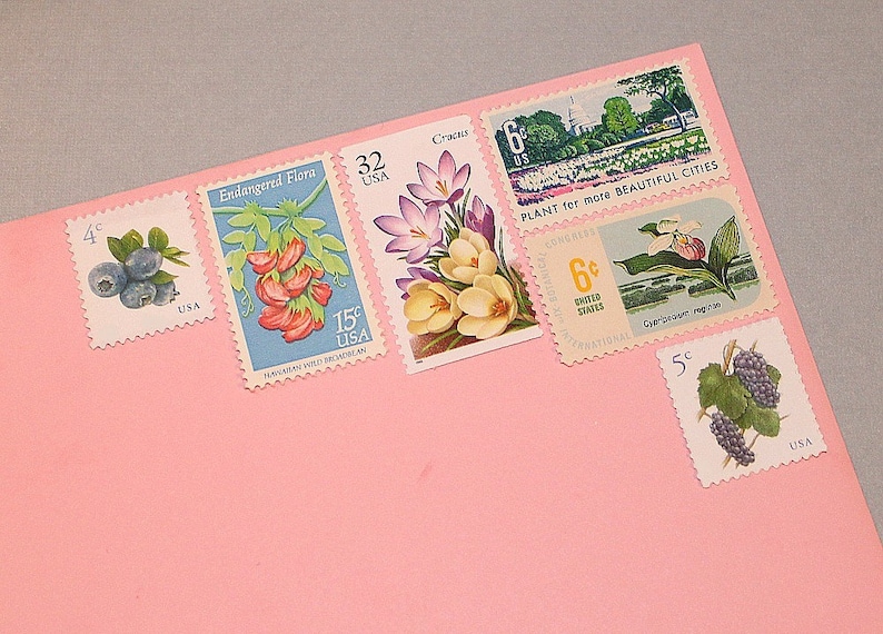 Botanical Beauties .. Unused Vintage Floral Postage Stamps mail 10 letters 68c rate for your special mailings and Wedding Invitations image 3