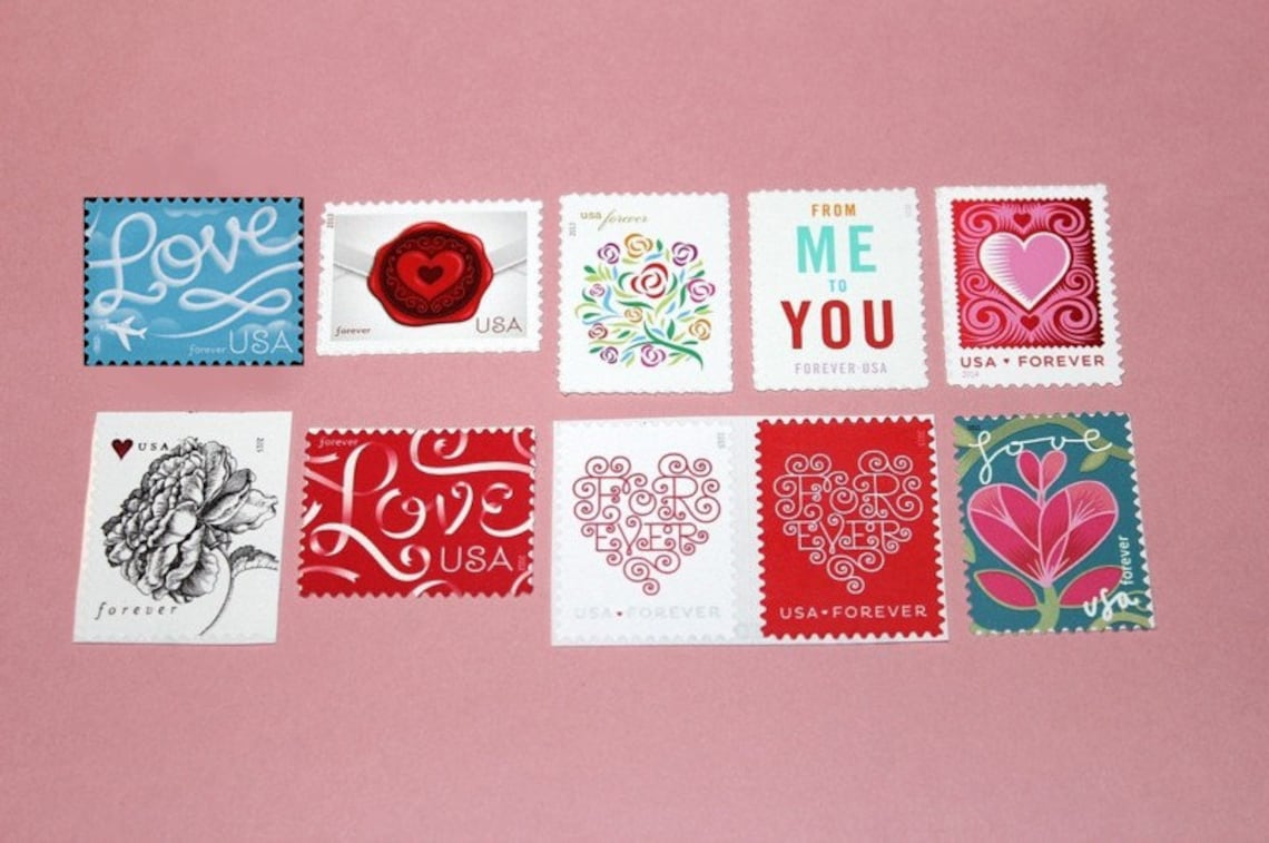 10 Different 55c Forever LOVE stamps .. MINT US Postage Stamps Etsy