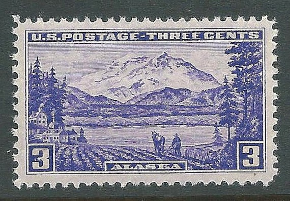 切手。USA 37セント。 10 枚パック .. 1937 年の 3 セント アラスカ切手 .. 10 枚の