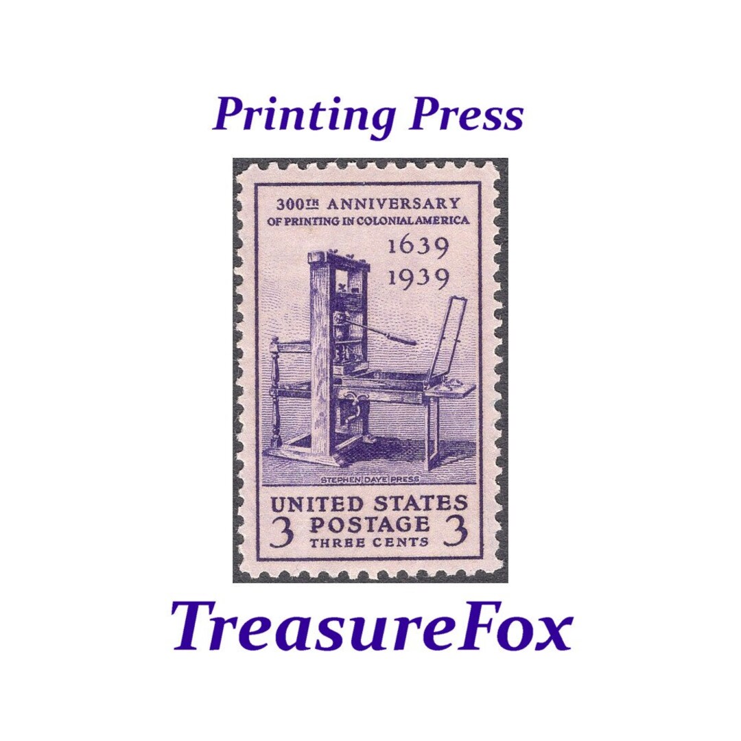 TEN 3c Printing Press Stamp .. Vintage Unused US Postage Etsy