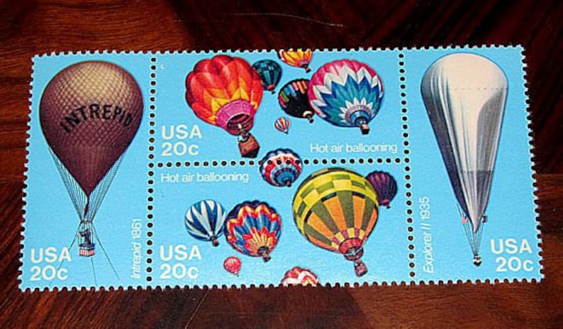 Vintage MINT 20 cent postage stamps .. 50 HOT AIR Balloons Stamps image 1