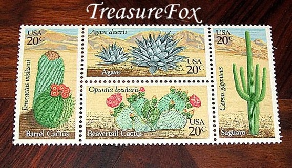 20c Cactus Plants Stamps .. Pack of 50 .. Vintage Unused US Postage Stamps  .. Southwestern Themed Stamps for Weddings and Mailing 